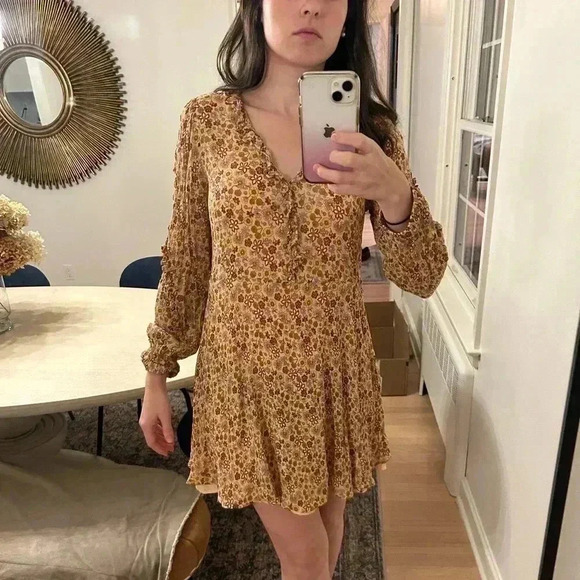 SCOTCH & SODA floral flowy ruffle mini dress size S sundress date night - Picture 1 of 7